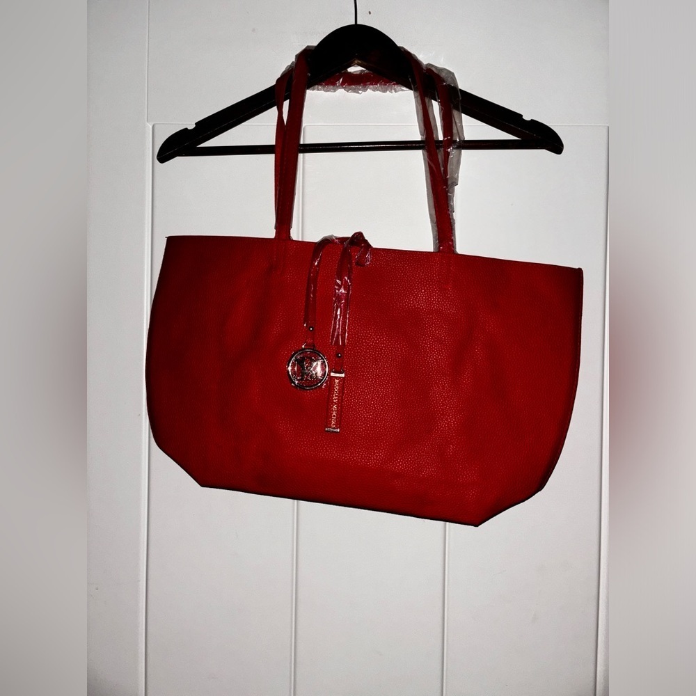 BADGLEY MISCHKA Vegan Leather Chain-Linked Tote w/ Tags (Red)Dual Shoulder Strap